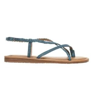 Zodiac Women's Yovana Strappy Sandals Leather Braided Teal Blue Size 7 NWOT